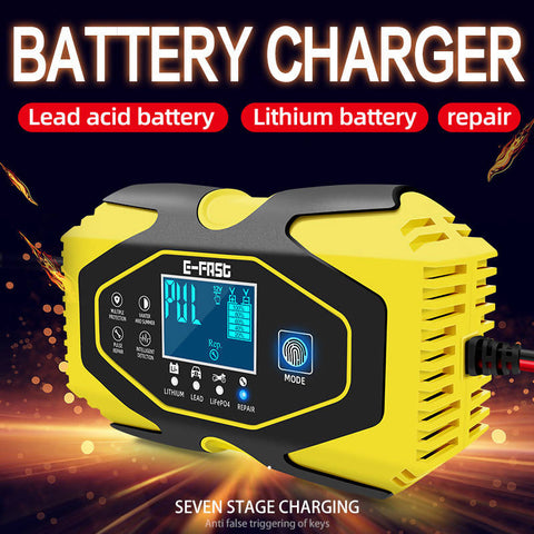 Image of Car Motorcycle Battery Charger 12V8A-24V3A Touch Screen Pulse Repair LCD Battery Charger For Lithium LeadAcid