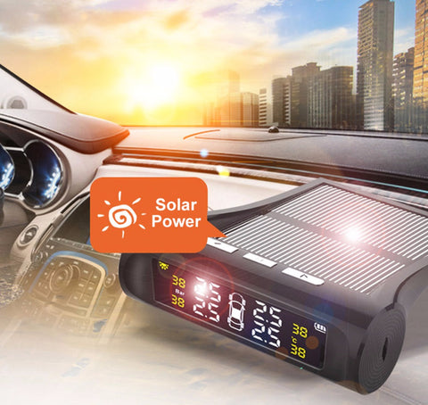 Image of Universal Solar TPMS Wireless Tire Pressure Monitoring System Solar Charging TPMS Internal / External Sensors Cars LCD Display
