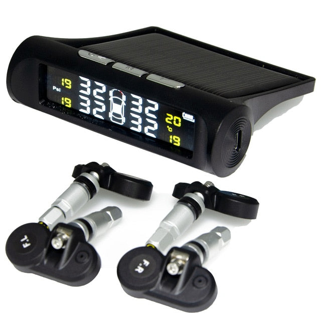 Universal Solar TPMS Wireless Tire Pressure Monitoring System Solar Charging TPMS Internal / External Sensors Cars LCD Display
