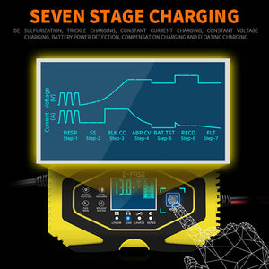 Car Motorcycle Battery Charger 12V8A-24V3A Touch Screen Pulse Repair LCD Battery Charger For Lithium LeadAcid