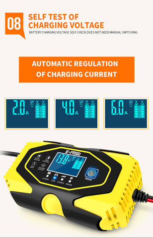 Image of Car Motorcycle Battery Charger 12V8A-24V3A Touch Screen Pulse Repair LCD Battery Charger For Lithium LeadAcid