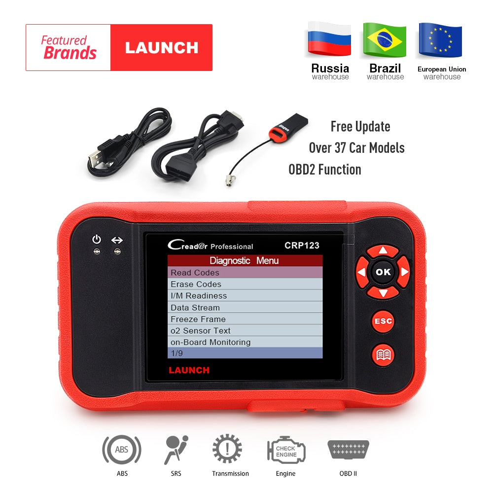 LAUNCH Car OBD2 Diagnostic Scanner X431 CRP123X Check Engine ABS SRS Code  Reader