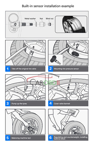 Image of Universal Solar TPMS Wireless Tire Pressure Monitoring System Solar Charging TPMS Internal / External Sensors Cars LCD Display